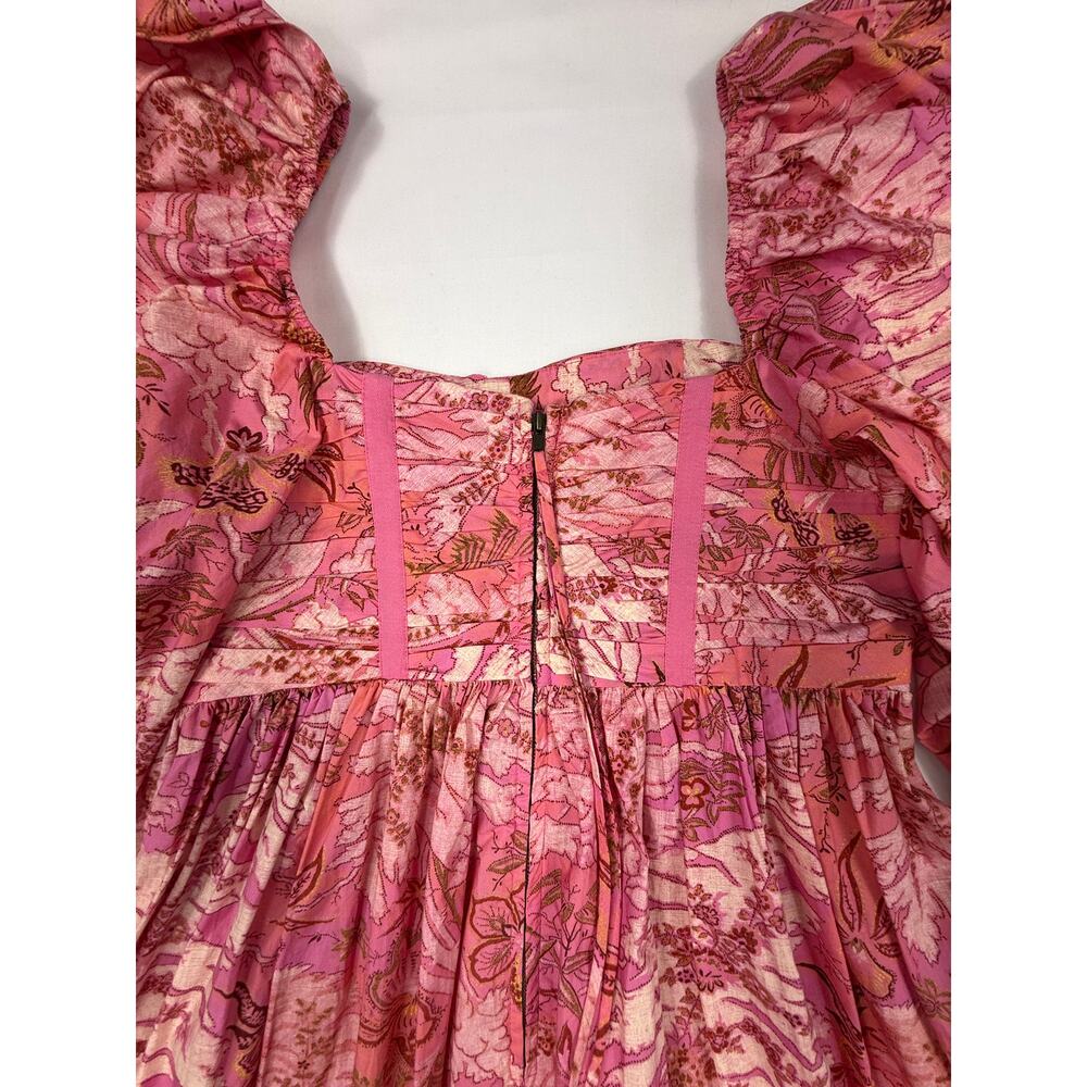 Ulla Johnson Leilani Dress Sz 8 100% cotton pink & gold floral print pockets - Picture 11 of 15